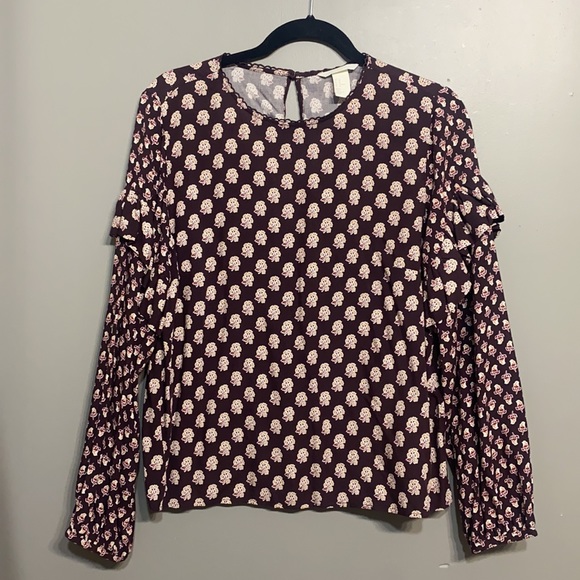 H&M 10 purple floral long sleeve - Picture 2 of 3
